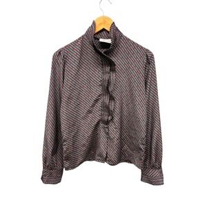 Adelaar Designer Collection Blouse Women's‎ Size 8 Black Red Gray Geometric VTG